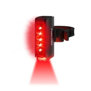 Fischer Fahrrad LED-Akku Rücklicht Twin Stop - 360° Bodenbeleuchtung, wiederaufladbare Akku, bis zu 8 Stunden Leuchtdaue