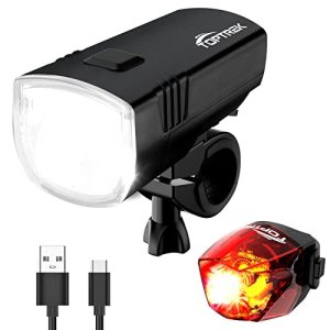 Toptrek Fahrradlicht USB Aufladbar StVZO Zugelassen Regenfest LED Fahrradbeleuchtung Vorne 70LUX Rücklicht Set