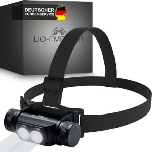 LICHTMEISTER® extrem helle Stirnlampe LED (1000 Lumen, 360 mAh Akku) - wiederaufladbar für Outdoor- Aktivitäten - starke