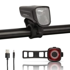 LED Premium Fahrradlicht Akku - 100/75/50 LUX - USB Wiederaufladbare Lampe Schwarz LED Premium Fahrradlicht USB - 100/7