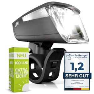 VELMIA Fahrradlicht Vorne StVZO zugelassen mit besonders starker Ausleuchtung und 8,5h Leuchtdauer I LED Fahrrad Licht r