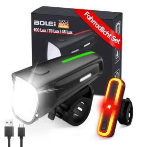 BOLEi LED Fahrradlicht Set 100 LUX +-routing +-adulten +Nachtfahrradanlage