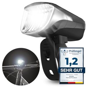 VELMIA Fahrradlicht Vorne StVZO zugelassen LED Fahrrad Licht Schwarz USB Akku-Betrieb