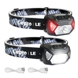 Lepro Stirnlampe LED Wiederaufladbar, Superhell 2000 Lux, Schwarz, Idealspezialist für Outdoor-Aktivitäten, IPX4 Wasserd