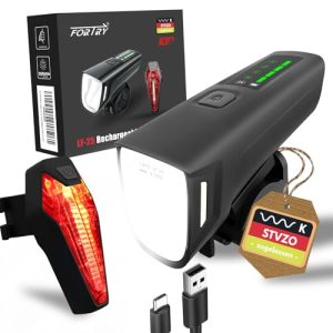 FORTRY Fahrradlicht Set für Radfahrer,StVZO zertifizierte Beleuchtung,USB Typ C Aufladung led Set,IPX5 wasserdichter Vor