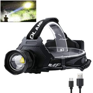 SIDARK LED Stirnlampe 100000 Lumen für Outdoor Aktivitäten mit 90° Einstellbarkeit & 5 Lichtmodi