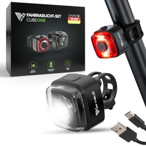 MIVELO Cube Fahrradlicht Set - USB-aufladbar & 100% wasserdicht - Fahrradfahrer-Beleuchtung