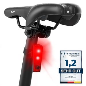 VELMIA Fahrrad Rücklicht mit Bremsanzeige und USB Akku-Betrieb I StVZO zugelassen und aufladbar I LED Fahrrad Licht