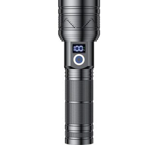Maxesla LED Aufladbare Taschenlampe XPH90 23000 Lux für Adventuren und Notfälle mitDigitalanzeige und 5 Lichtmodi
