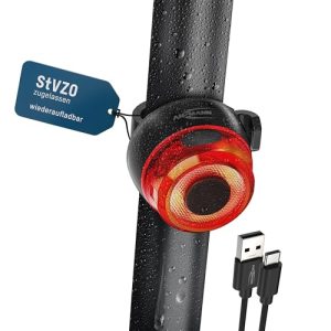 ANSMANN Fahrrad-Rücklicht zuverlässig mit CREE LED, IPX5geschützt, Akkubetrieb bis 4 Std., laderleich über USB, Schwarz,