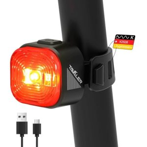 Tavaler Fahrrad Rücklicht LED | StVZO Zugelassenes Rücklicht für Radtouristen | USB-C Aufladebare Batterie Fahrradlicht