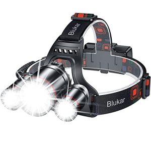 Blukar Stirnlampe LED, Superhell 8000 Lumen, 5 Lichtmodi & Rotlicht, IPX6 Wasserdicht, 90° Einstellbar für Campern, Angl