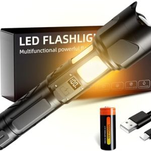 Taschenlampe LED Aufladbar 500000 Lumen - Extrem Hell 360° COB Arbeitsleuchte, 7 Modi, Batteriebetrieben für Camping und