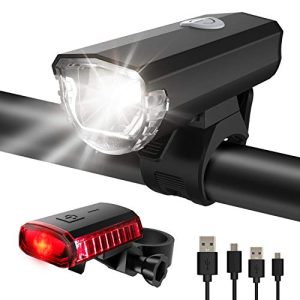 ITSHINY Fahrradlicht - USB Aufladbar, StVZO Zulassung, Wasserdicht Fahrradbeleuchtung Set 2 Licht-Modi_front und Rücklic