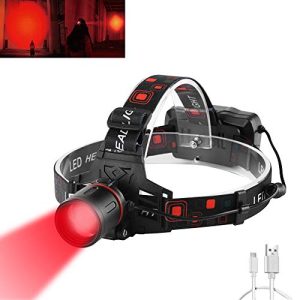 WESLITE Rotlicht Stirnlampe 1000 Lumens USB Wiederaufladbar für Jagd und Astronomie - 3 Modi