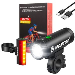 StVZO Fahrradlicht Set USB Akku - LED Beleuchtung für Kinder & Erwachsene - Bike Light inkl. Frontlicht & Rücklicht - Fa