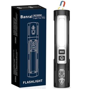 Banral Aufladbare Taschenlampe - Handlampe für Outdoor-Aktivitäten - Taschenlampe mit Magnet und 8 Modi