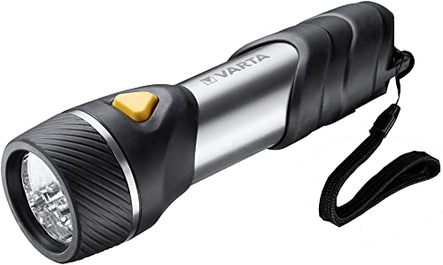 VARTA Taschenlampe für Haushalt und Outdoor mit 14 LEDs und Anhänger, Notfalllampe inkl. 2x D Batterien, Lampe ideal für