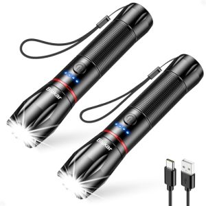 Blukar LED Taschenlampen Aufladbar für Outdoor Aktivitäten, 2000 Lumen Helle Handlampe mit 5 Lichtmodi, IPX6 Wasserdicht