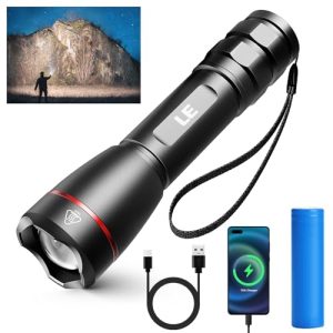 LE LED Taschenlampe Aufladbar USB, Extrem Hell 15000 Lux, IPX4 Wasserdicht, Ideal für Camping, Outdoor und Wandern, Mult