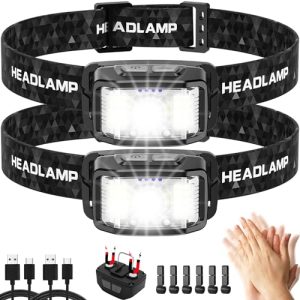 Aaizplz Stirnlampe LED Wiederaufladbar Für Campen Joggen Angeln, Superhell 2000 Lumen 16 Lichtmodi IPX6 Wasserdicht, 2 S