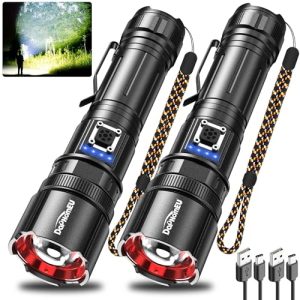 Daphomeu Aufladbare Led Taschenlampe 250000 Lumen Für Campen und Wandern mit Notfallfunktion
