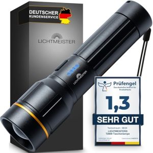 LICHTMEISTER® Extreme Helle Taschenlampe - 2000 Lumen, 5000 mAh Akku - für Outdoor-Activity-Belieber - hellstes LED-Lich