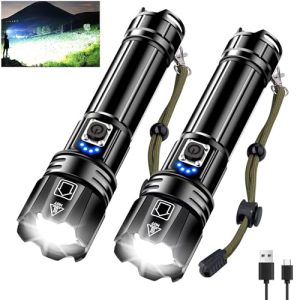Glarylight LED Taschenlampe Aufladbar für Campern & Wanderer (2 Pack)