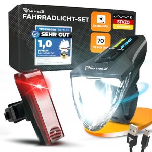 MIVELO Fahrradlicht Set - USB aufladbar & wasserdicht I StVZO zugelassen I Fahrrad Licht vorne & Fahrradllampe hinten I