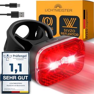 LICHTMEISTER® Rücklicht Fahrrad mit StVZO Zulassung - Fahrrad Rücklicht LED - 50mm Breite - Hecklicht für Radfahrer - Re