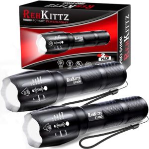 REHKITTZ Extrem Hell Handlampe für Wandern und Camping, 2000 Lumen, 2 Stück LED Lampe, Outdoor-Aluminium-Alloyspezialitä