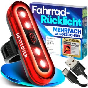NEXTCOVER® Rückligtfahrrad mit [VisionLux] LEDs und Bremslicht I StVZO zugelassen I LED Rückligths für Rennrad, E-Bike,