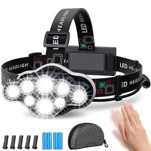 MLIAIMCE Superheller Stirnlampe LED Für Outdoor Aktivitäten, 18000 Lumen IPX4 Wasserdicht, Perfekt Für Camping, Fischen,