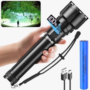 Daphomeu Extrem Helle LED Taschenlampe mit 10000mAh Akku, Ideal für Camping und Wandern, 500000 Lumen, Wasserdicht und w