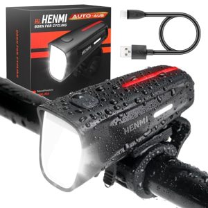 HENMI LED Fahrradlicht Vorne StVZO, USB Aufladbar und IPX5 Wasserdicht, Ideal für Radfahrer mit 2/3 Beleuchtungsmodi