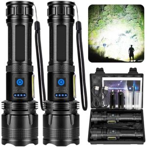 ZEUSFIRE 100.000 Lumen Aufladbare Taschenlampe LED Für Camping & Wandern - 7 Lichtmuster & IPX7 Wasserdicht, 2x 300Wh