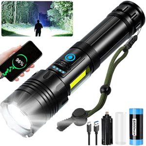 Cinlinso Extrem Hell Taschenlampe Led 500000 Lumen, IPX6 Wasserdicht, USB-C Aufladbar und 7 Lichtmodi für Camping und Wa
