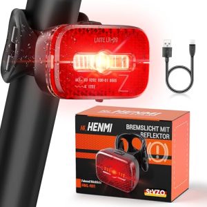 HENMI LED Rücklicht Fahrrad für MTB, E-Bike und Rennrad mit StVZO-Zugenehmigung und bremslichtt Funktion