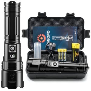 Esgofo LED Taschenlampe Extrem Hell 500000 Lumen, Aufladbare Multifunktionale Taktische Lampe, Starke Helle Flashlight T