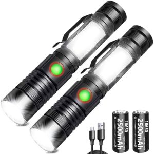 REHKITTZ LED Taschenlampe Hochleistung 2000 Lumen für Outdoor Aktivitäten mit Magnet und COB Technologie