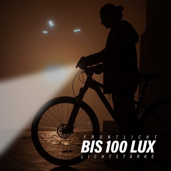 LED Premium Fahrradlicht Akku - 100/75/50 LUX - USB Wiederaufladbare Lampe Schwarz LED Premium Fahrradlicht USB - 100/7