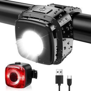 StVZO-Zugelassen Fahrradleuchten-Set - Led Beleuchtung IPX5 Frontlicht + Rücklicht USB Typ C Fahrrad Lichtset