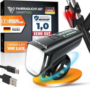 MIVELO Fahrradlicht Set mit Power-Akku - StVZO zugelassene, USB-aufladbar & wasserdichte Fahrradbeleuchtung - Energiekla