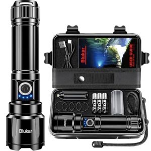 Blukar LED Taschenlampe Aufladbar 500000 Lumen für Outdoor-Aktivitäten mit 5 Lichtmodi